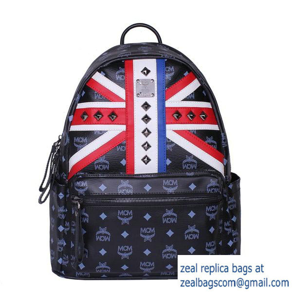 High Quality Replica Hot Sale MCM Medium Flag of UK Backpack MC5173 Black